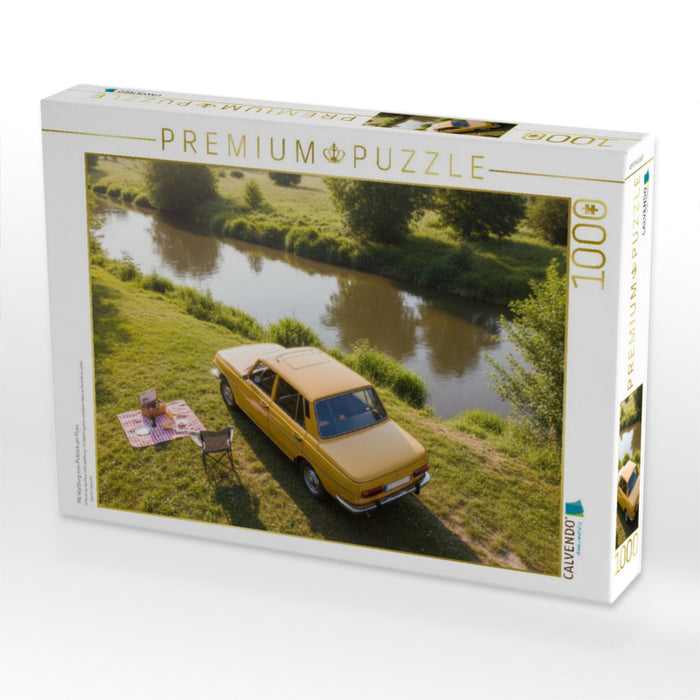 Mit Wartburg zum Picknick am Fluss - CALVENDO Foto-Puzzle'