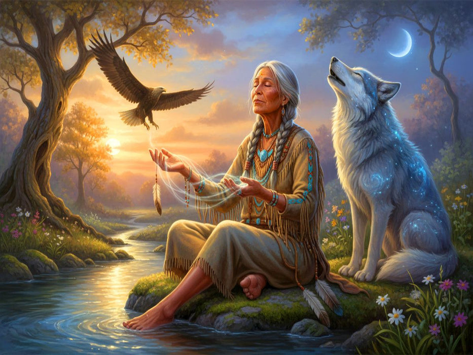 Schamanin am Wasser - Spiritualität der Indianer - CALVENDO Foto-Puzzle'
