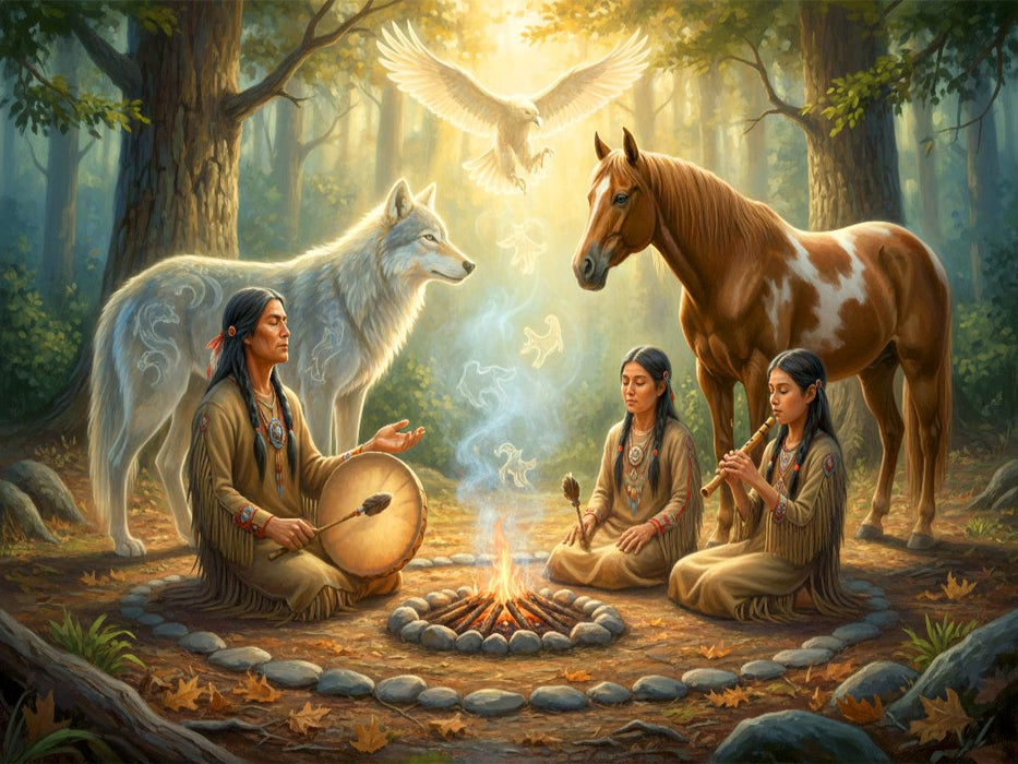 Musikritual im Wald - Spiritualität der Indianer - CALVENDO Foto-Puzzle'