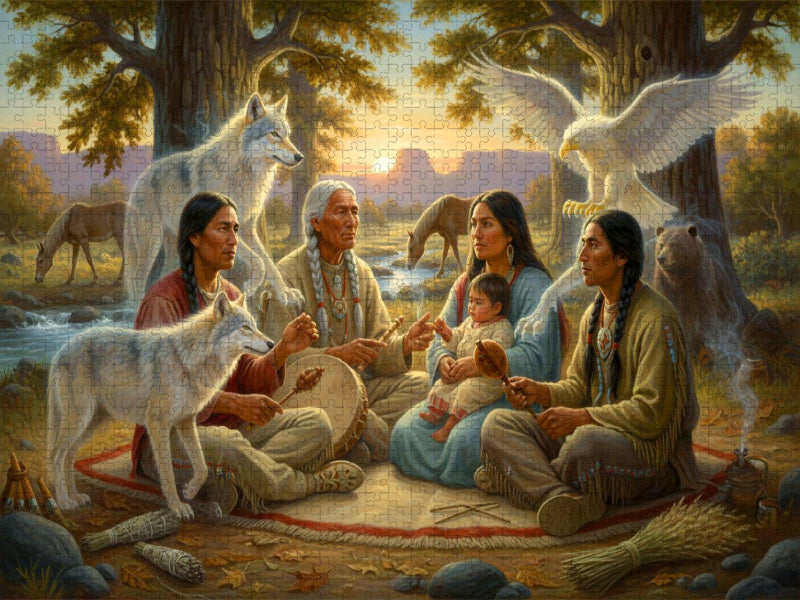 Krafttiere für den neuen Erdenbürger - Spiritualität der Indianer - CALVENDO Foto-Puzzle'