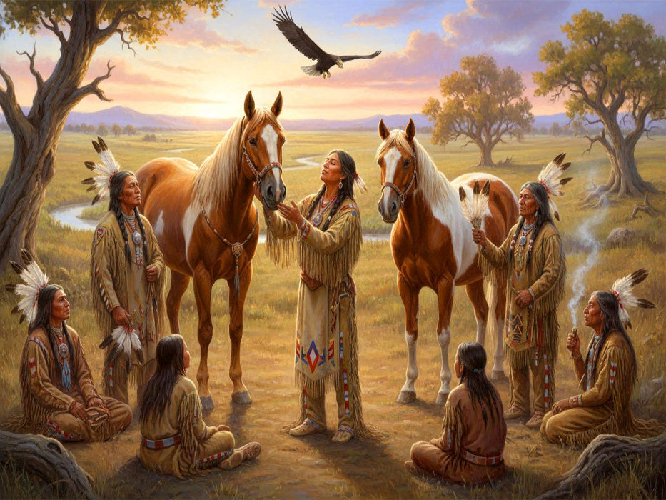 Unsere Pferdefreunde - Spiritualität der Indianer - CALVENDO Foto-Puzzle'