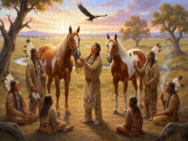 Unsere Pferdefreunde - Spiritualität der Indianer - CALVENDO Foto-Puzzle'