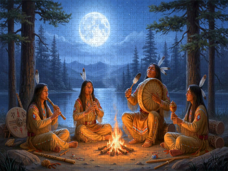 Trommeln in der Nacht - Spiritualität der Indianer - CALVENDO Foto-Puzzle'