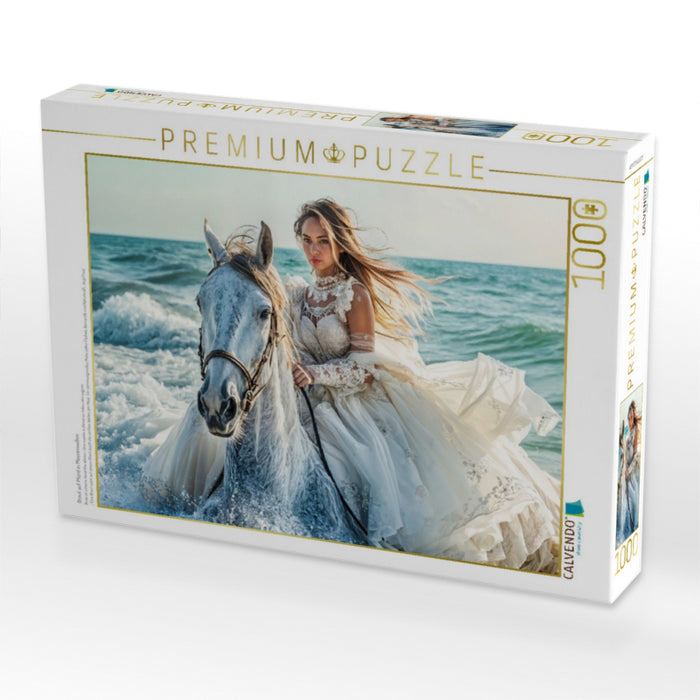 Braut auf Pferd in Meereswellen - CALVENDO Foto-Puzzle'
