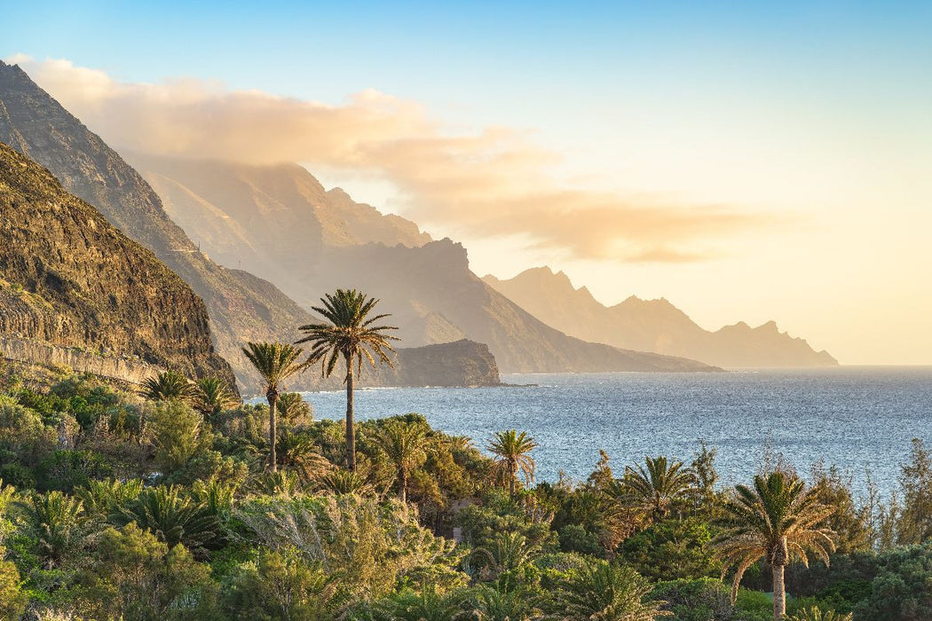 Premium Textil-Leinwand Abends an der Westküste Gran Canarias