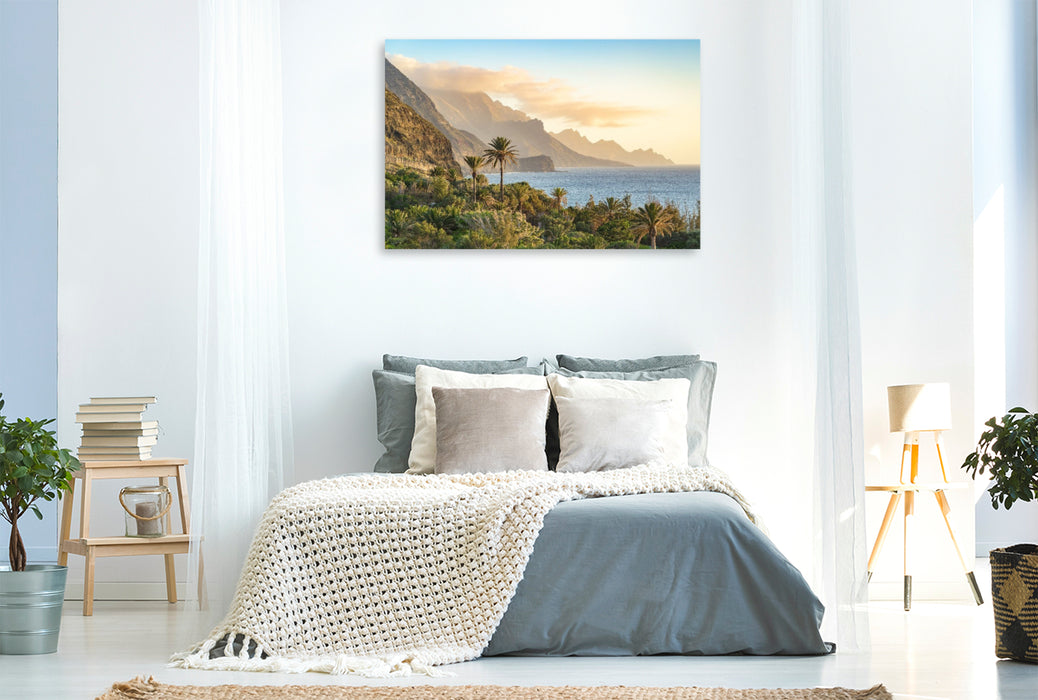 Premium Textil-Leinwand Abends an der Westküste Gran Canarias