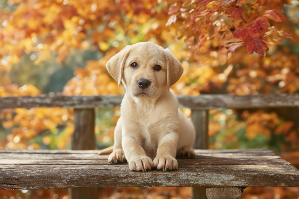 Premium Textil-Leinwand Einfach sein, einfach glücklich, wie ein Labrador