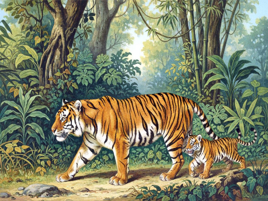 Tiger im Stil alter Gemälde - CALVENDO Foto-Puzzle'