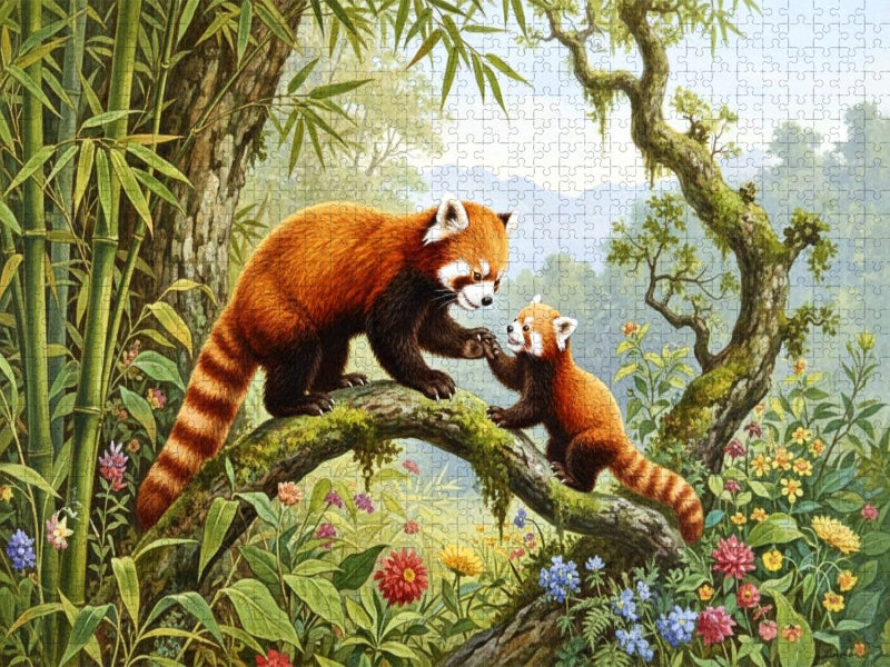 Kleiner Panda oder roter Panda im Stil alter Gemälde - CALVENDO Foto-Puzzle'