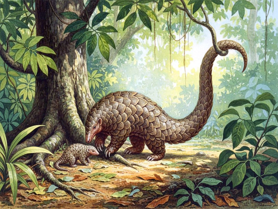 Pangolin Schuppentier - im Stil alter Gemälde - CALVENDO Foto-Puzzle'