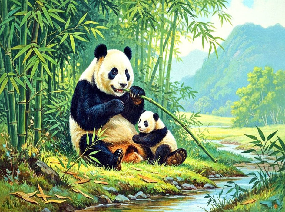 Pandabär im Stil alter Gemälde - CALVENDO Foto-Puzzle'