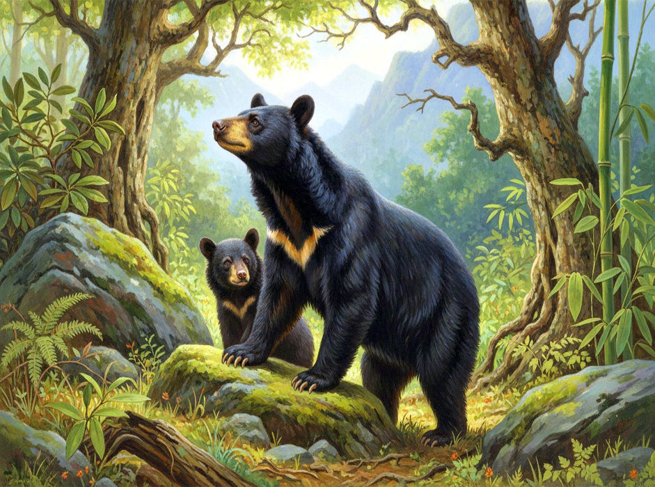 Kragenbär im Stil alter Gemälde - CALVENDO Foto-Puzzle'