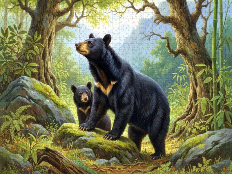 Kragenbär im Stil alter Gemälde - CALVENDO Foto-Puzzle'
