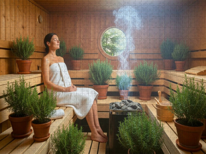 Durchatmender Rosmarinduft in der Sauna - CALVENDO Foto-Puzzle'