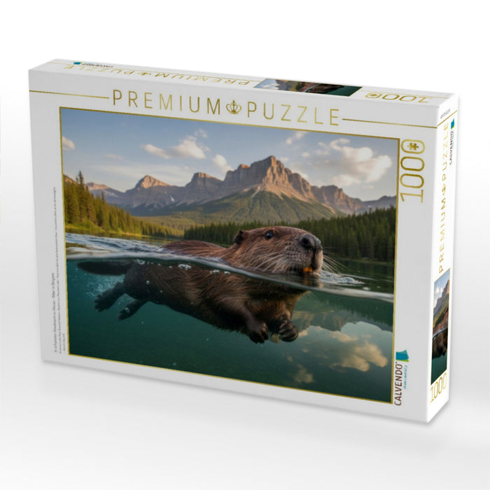 In schönsten Gewässern zu Hause - Biber in Bergsee - CALVENDO Foto-Puzzle'