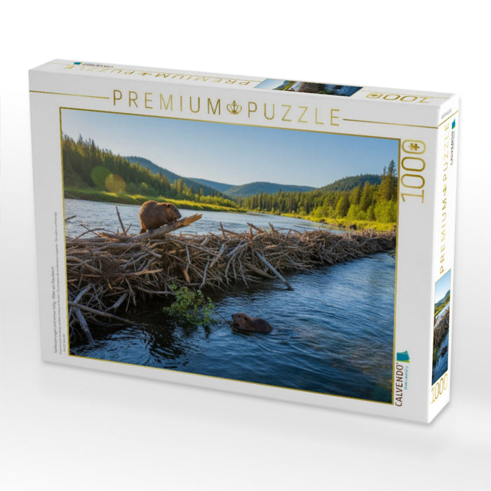 Verbesserungen sind immer nötig - Biber am Staudamm - CALVENDO Foto-Puzzle'