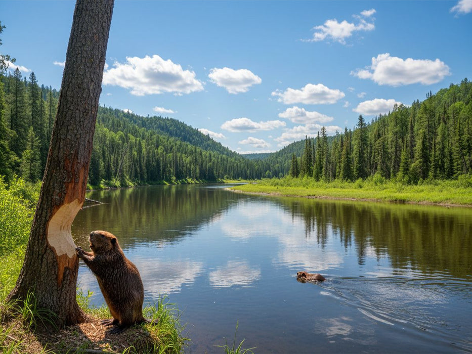 Stille Seen und viel Arbeit - Biber in ihrem Lebensraum - CALVENDO Foto-Puzzle'