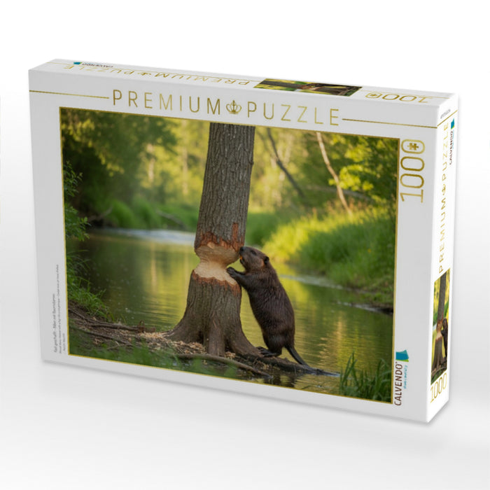 Fast geschafft - Biber mit Baumstamm - CALVENDO Foto-Puzzle'