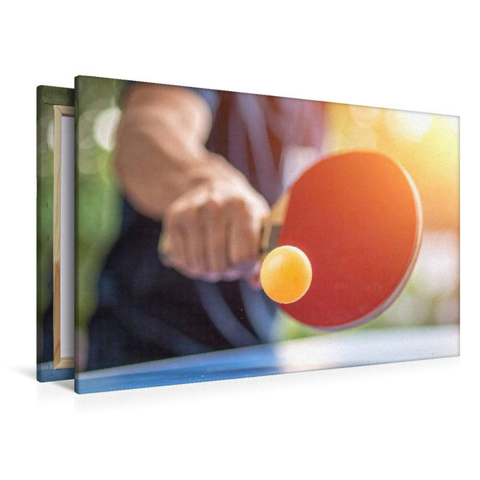 Premium Textil-Leinwand Alles beginnt mit dem Aufschlag - Tischtennis