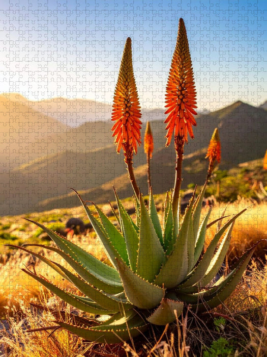 Blühende Aloe in natürlicher Umgebung - CALVENDO Foto-Puzzle'