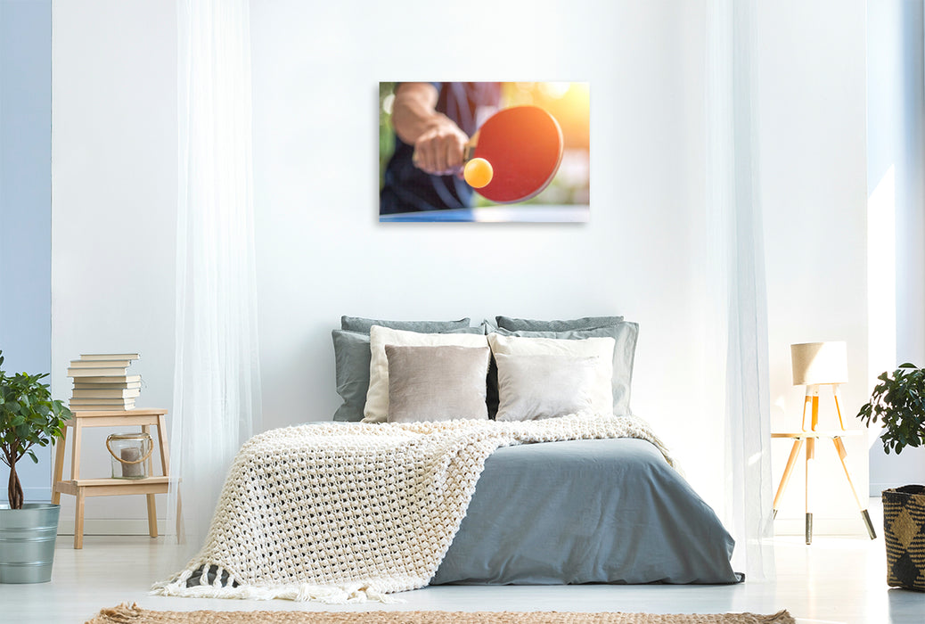Premium Textil-Leinwand Alles beginnt mit dem Aufschlag - Tischtennis