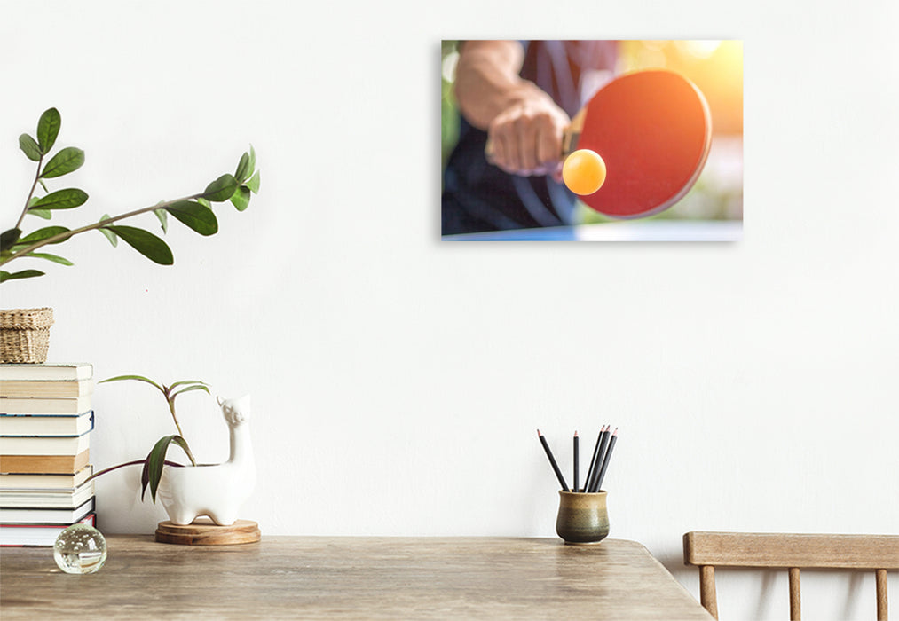 Premium Textil-Leinwand Alles beginnt mit dem Aufschlag - Tischtennis