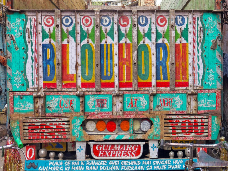 Rückseite eines indischen LKW. - CALVENDO Foto-Puzzle'
