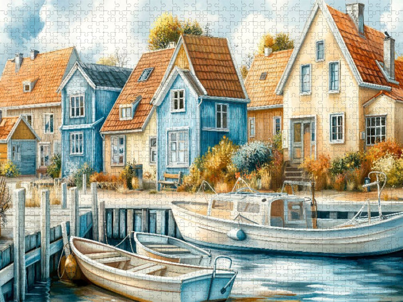 Dorfidylle an der Küste - CALVENDO Foto-Puzzle'