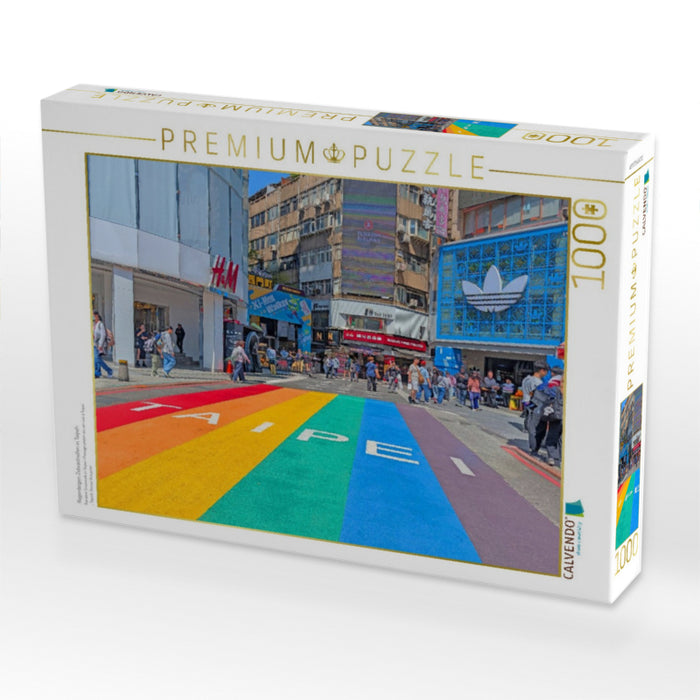 Regenbogen Zebrastreifen in Taipeh - CALVENDO Foto-Puzzle'