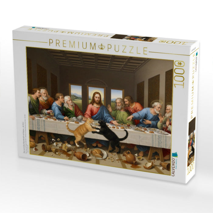 Das verrückte Abendmahl mit Katzen - da Vinci - CALVENDO Foto-Puzzle'