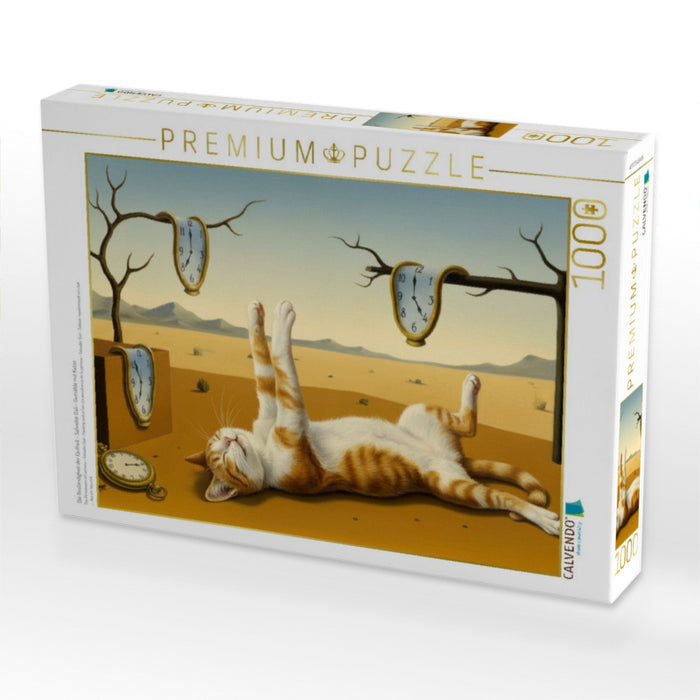 Die Beständigkeit der Faulheit - Salvador Dali - Gemälde mit Katze - CALVENDO Foto-Puzzle'