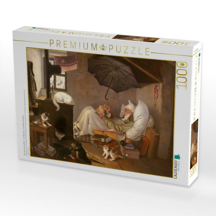 Der reiche arme Poet - Carl Spitzweg - Gemälde mit Katzen - CALVENDO Foto-Puzzle'