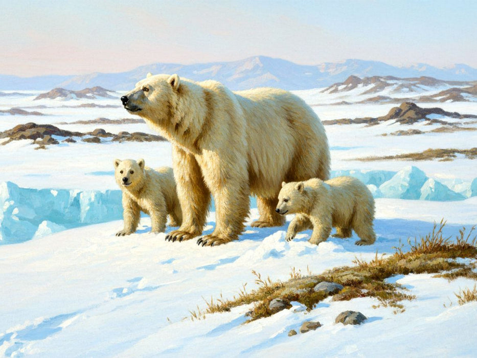 Eisbär mit Jungtieren im Norden - CALVENDO Foto-Puzzle'