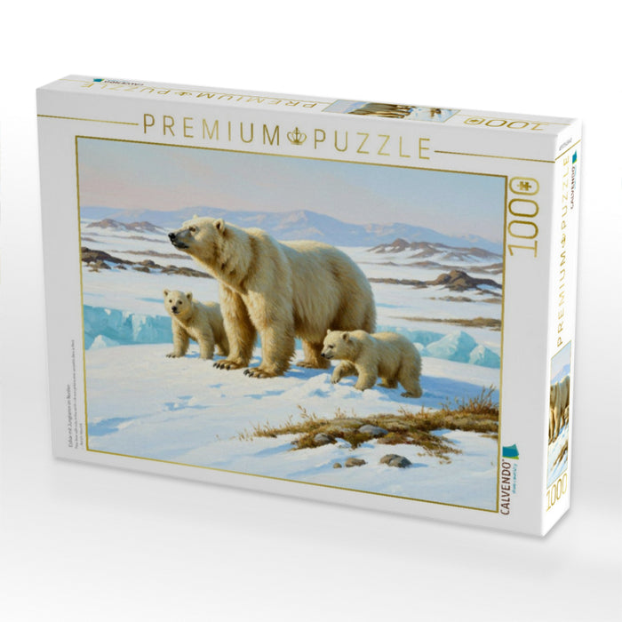 Eisbär mit Jungtieren im Norden - CALVENDO Foto-Puzzle'