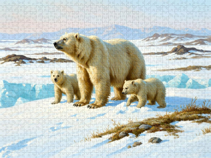 Eisbär mit Jungtieren im Norden - CALVENDO Foto-Puzzle'