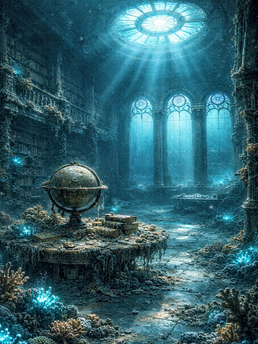 Die versunkene Bibliothek – Steampunk Ruinen unter dem Meer - CALVENDO Foto-Puzzle'