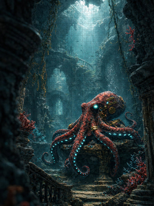Die verborgene Kreatur – Oktopus in den Ruinen von Aetherion - CALVENDO Foto-Puzzle'
