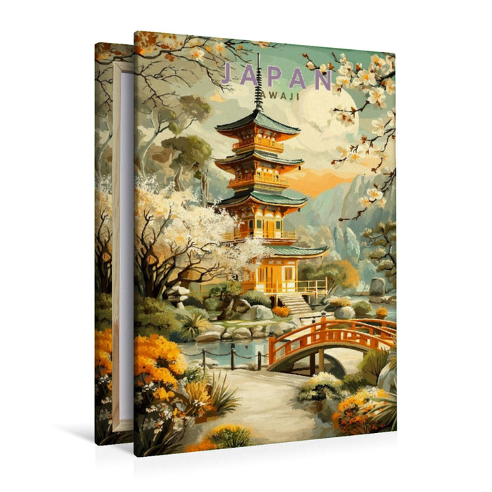 Premium Textil-Leinwand Blühende Sakura auf Awaji