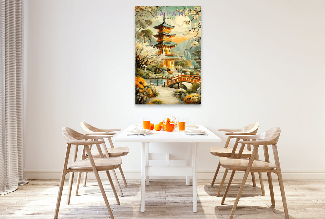 Premium Textil-Leinwand Blühende Sakura auf Awaji
