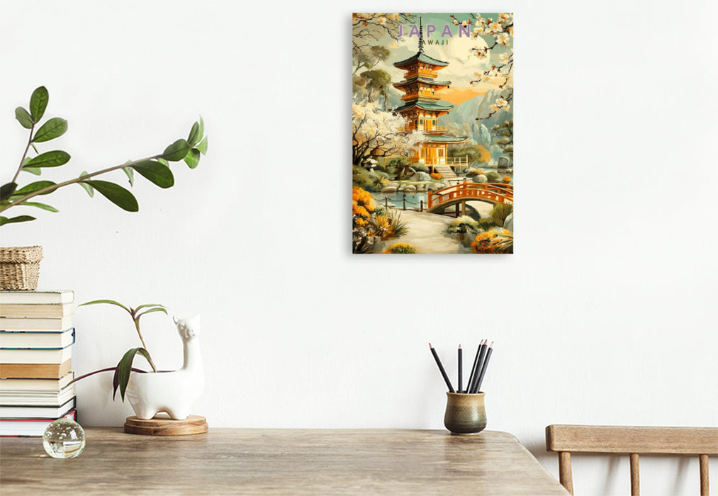 Premium Textil-Leinwand Blühende Sakura auf Awaji