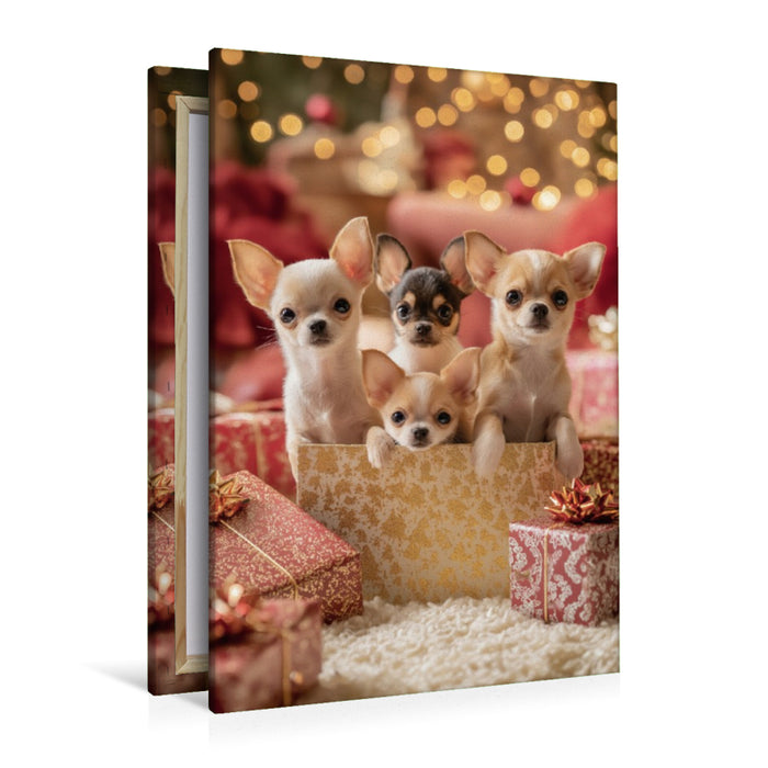 Premium Textil-Leinwand Weihnachtszauber mit extra viel Fellliebe