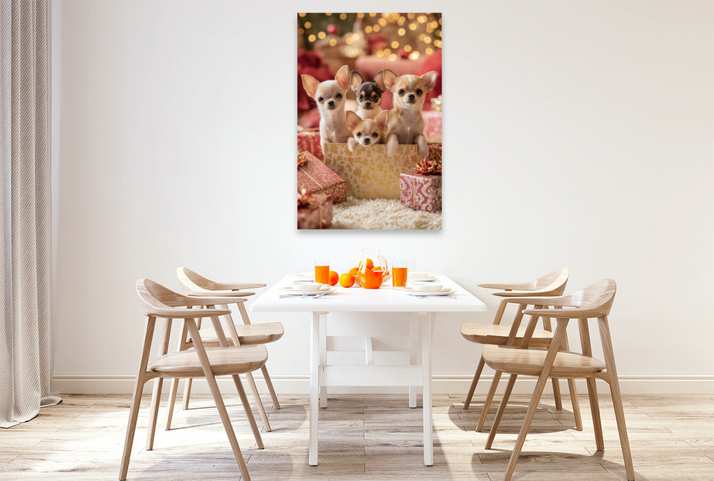 Premium Textil-Leinwand Weihnachtszauber mit extra viel Fellliebe