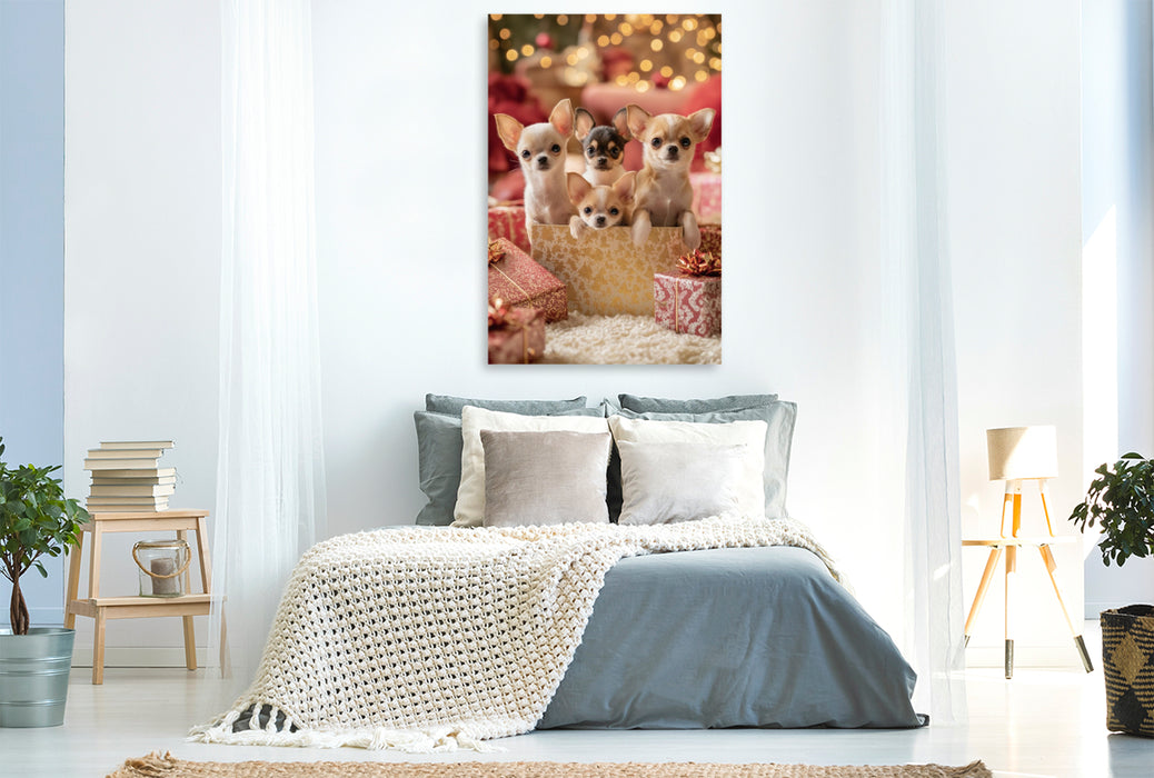 Premium Textil-Leinwand Weihnachtszauber mit extra viel Fellliebe