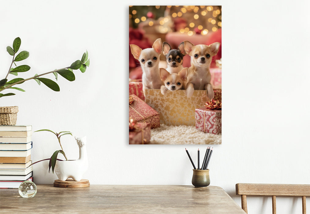Premium Textil-Leinwand Weihnachtszauber mit extra viel Fellliebe