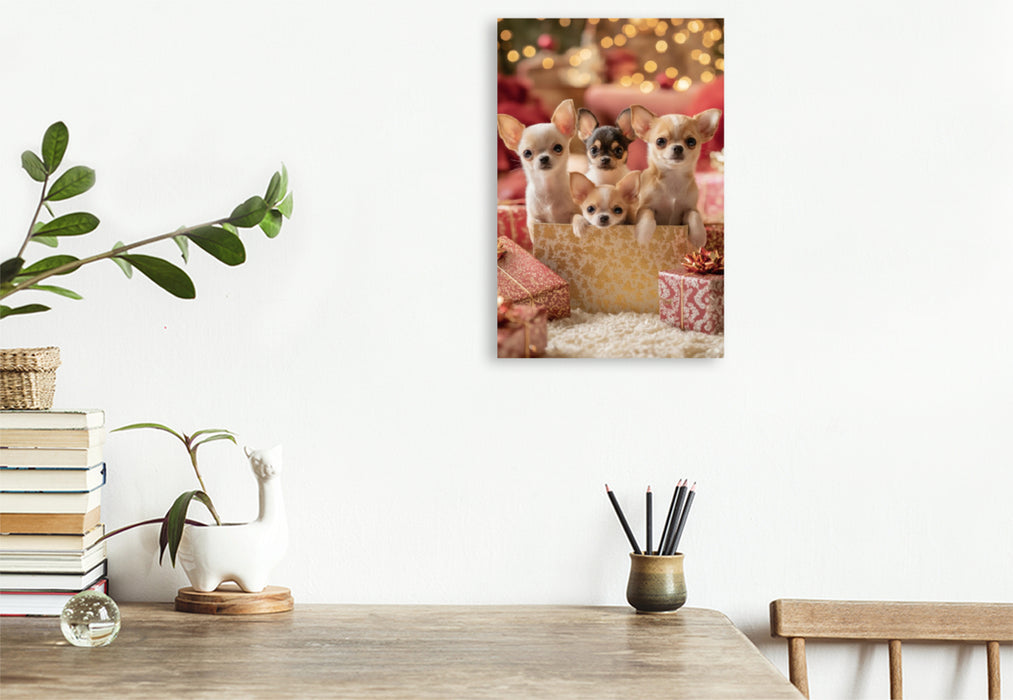 Premium Textil-Leinwand Weihnachtszauber mit extra viel Fellliebe