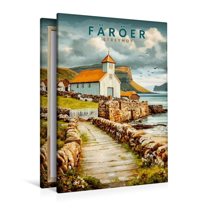 Premium Textil-Leinwand Kirkjubøur