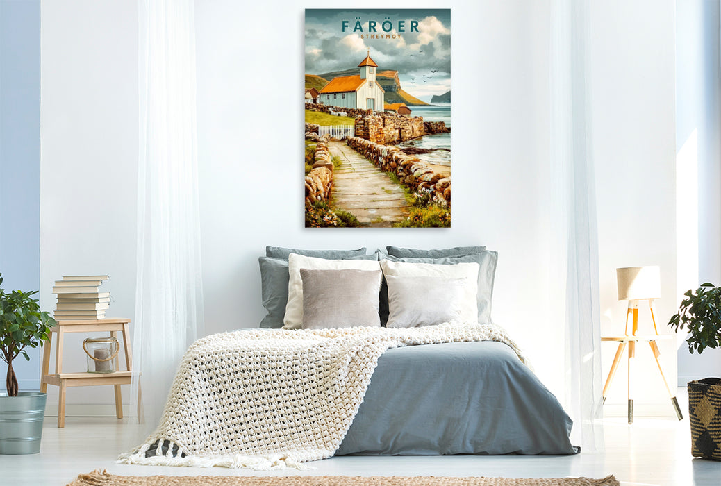 Premium Textil-Leinwand Kirkjubøur