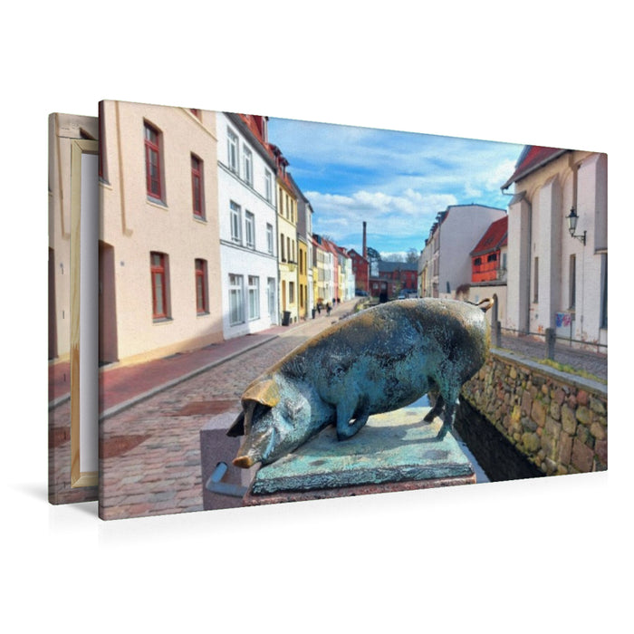 Premium Textil-Leinwand Wismar, an der Schweinsbrücke