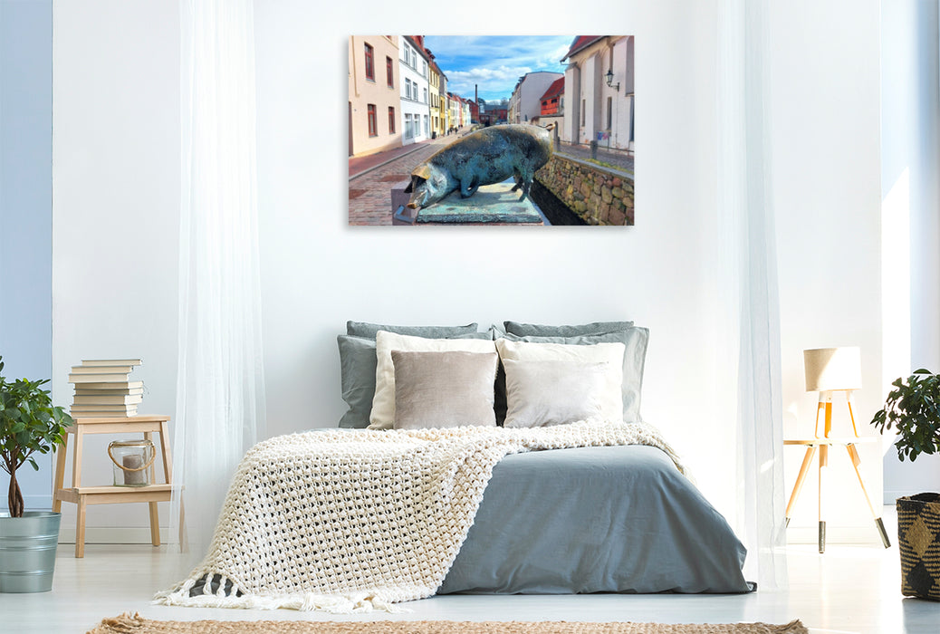 Premium Textil-Leinwand Wismar, an der Schweinsbrücke