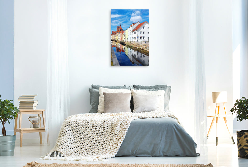 Premium Textil-Leinwand Wismar, entlang der Frischen Grube